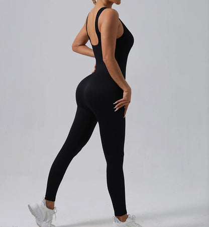Women's Seamless Yoga Set | Ribbed One Piece Fitness Jumpsuit - High Waist Workout - ZOOMNSTORE