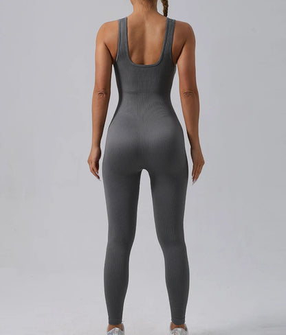 Women's Seamless Yoga Set | Ribbed One Piece Fitness Jumpsuit - High Waist Workout - ZOOMNSTORE