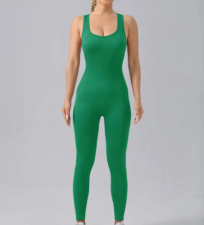 Women's Seamless Yoga Set | Ribbed One Piece Fitness Jumpsuit - High Waist Workout - ZOOMNSTORE