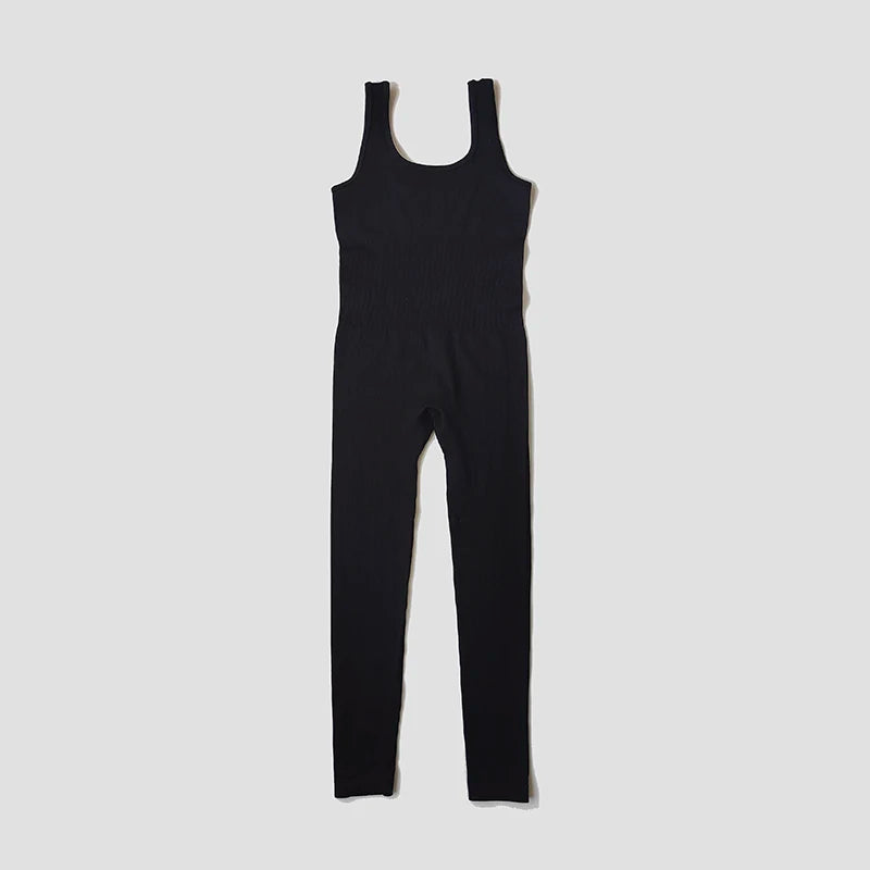 Women's Seamless Yoga Set | Ribbed One Piece Fitness Jumpsuit - High Waist Workout - ZOOMNSTORE
