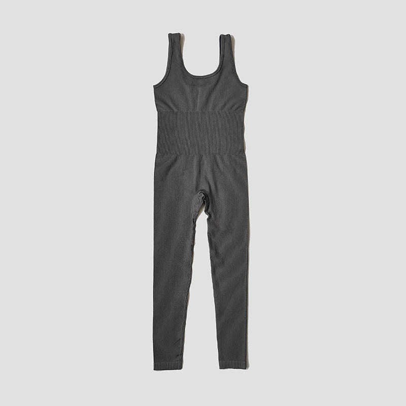 Women's Seamless Yoga Set | Ribbed One Piece Fitness Jumpsuit - High Waist Workout - ZOOMNSTORE