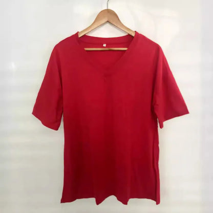 Women's Short Sleeve T Shirt - Cotton Broadcloth Polyester Fabric Top, Loose Fit Tee - ZOOMNSTORE