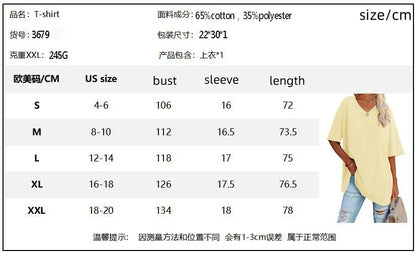 Women's Short Sleeve T Shirt - Cotton Broadcloth Polyester Fabric Top, Loose Fit Tee - ZOOMNSTORE