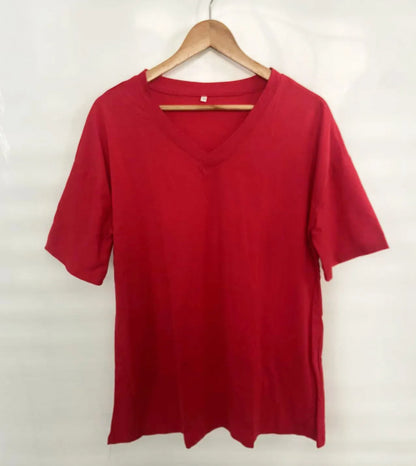 Women's Short Sleeve T Shirt - Cotton Broadcloth Polyester Fabric Top, Loose Fit Tee - ZOOMNSTORE
