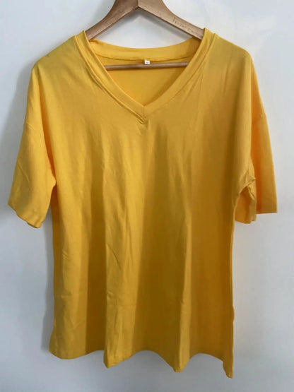 Women's Short Sleeve T Shirt - Cotton Broadcloth Polyester Fabric Top, Loose Fit Tee - ZOOMNSTORE
