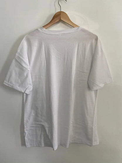 Women's Short Sleeve T Shirt - Cotton Broadcloth Polyester Fabric Top, Loose Fit Tee - ZOOMNSTORE