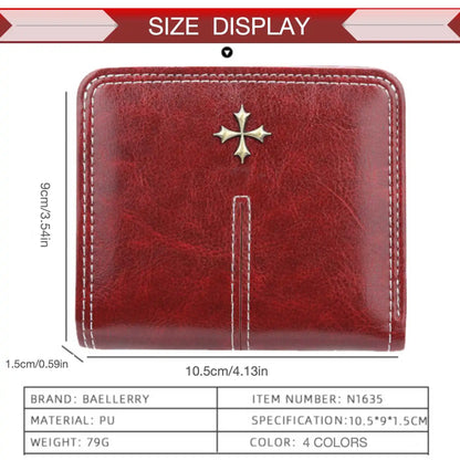 Womens Oil Wax Skin Short Wallet - Multi-Card Zipper Coin Purse - ZOOMNSTORE