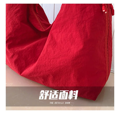 Women's Shoulder Bag - Soft Cloth Casual Tote With Zipper Closure, Large Capacity - ZOOMNSTORE