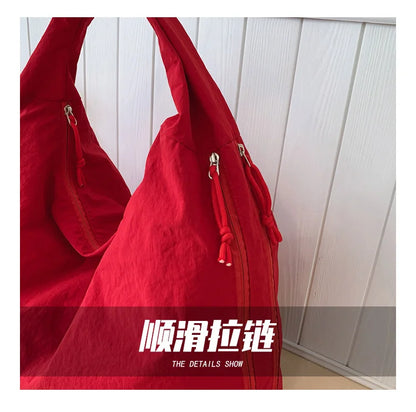 Women's Shoulder Bag - Soft Cloth Casual Tote With Zipper Closure, Large Capacity - ZOOMNSTORE
