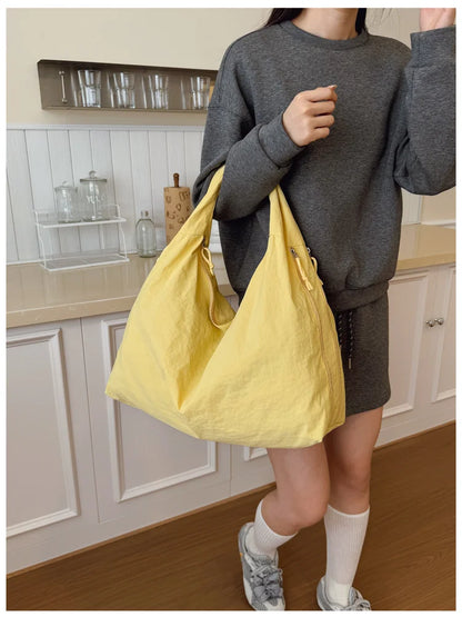 Women's Shoulder Bag - Soft Cloth Casual Tote With Zipper Closure, Large Capacity - ZOOMNSTORE