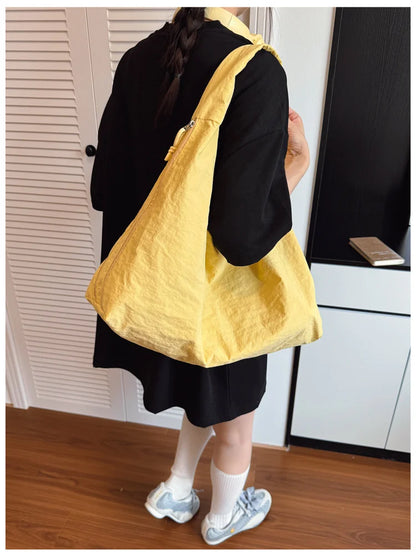 Women's Shoulder Bag - Soft Cloth Casual Tote With Zipper Closure, Large Capacity - ZOOMNSTORE
