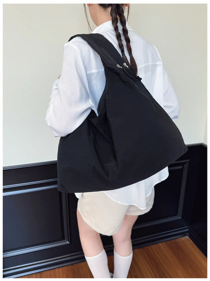 Women's Shoulder Bag - Soft Cloth Casual Tote With Zipper Closure, Large Capacity - ZOOMNSTORE