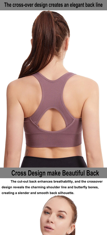 Women's Sports Bra - Plus Size Zipper Shock Resistant Bra with Gathered Brassiere Support - ZOOMNSTORE