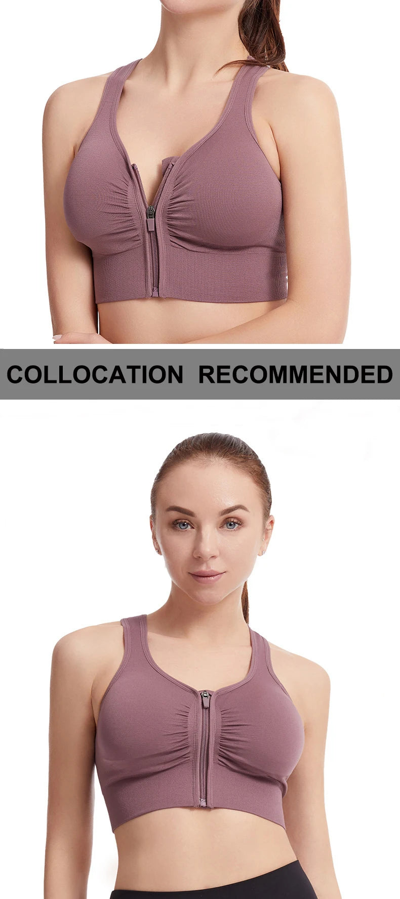 Women's Sports Bra - Plus Size Zipper Shock Resistant Bra with Gathered Brassiere Support - ZOOMNSTORE