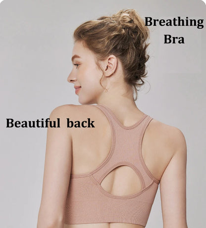 Women's Sports Bra - Plus Size Zipper Shock Resistant Bra with Gathered Brassiere Support - ZOOMNSTORE