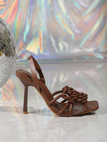 Women's Strappy Sandals - Square Toe Heels With Ankle Strap | Comfortable Party Pumps - ZOOMNSTORE