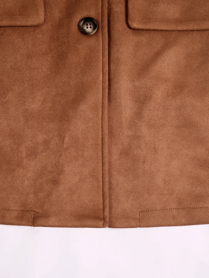 Women's Suede Coat - Loose Fit Outerwear | Fall Blazer Jacket With Buttons - ZOOMNSTORE