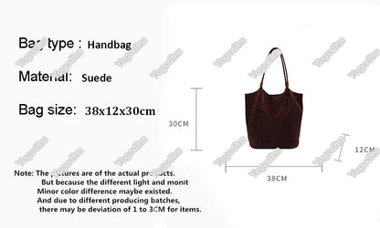 Women's Suede Shoulder Bag - High Capacity Casual Tote With Zippered Purse & Cell Phone Pocket - ZOOMNSTORE