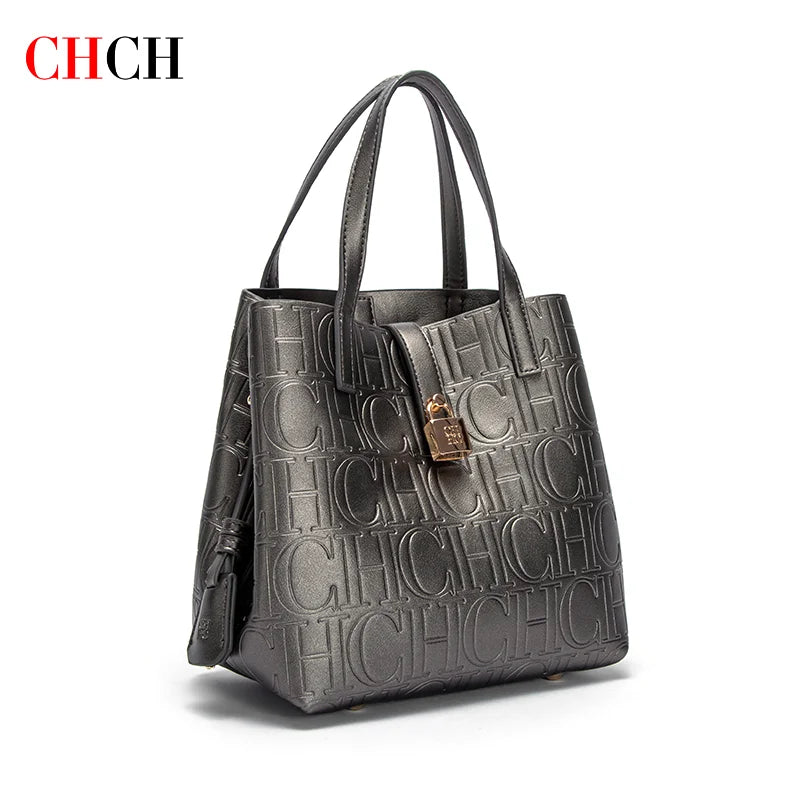 Womens Steel Embossed Tote Bag - Handheld Shopping Bag - ZOOMNSTORE