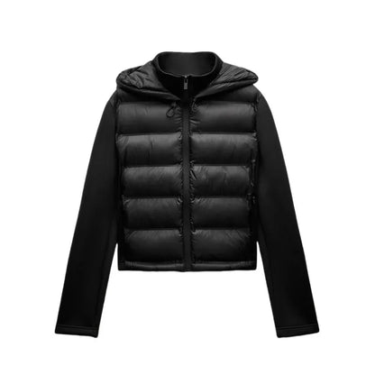 Lightweight Womens Down Jacket - Warm Hooded Sports Coat with Long Sleeves - ZOOMNSTORE