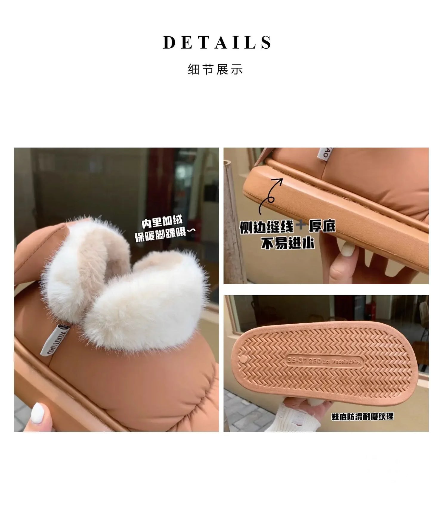 Cute Warm Ankle Boots Winter Women's Bow Warmth Plush Bow Cotton Shoes 2024 New Waterproof Down Cloth Short Barrel Snow Boots - ZOOMNSTORE