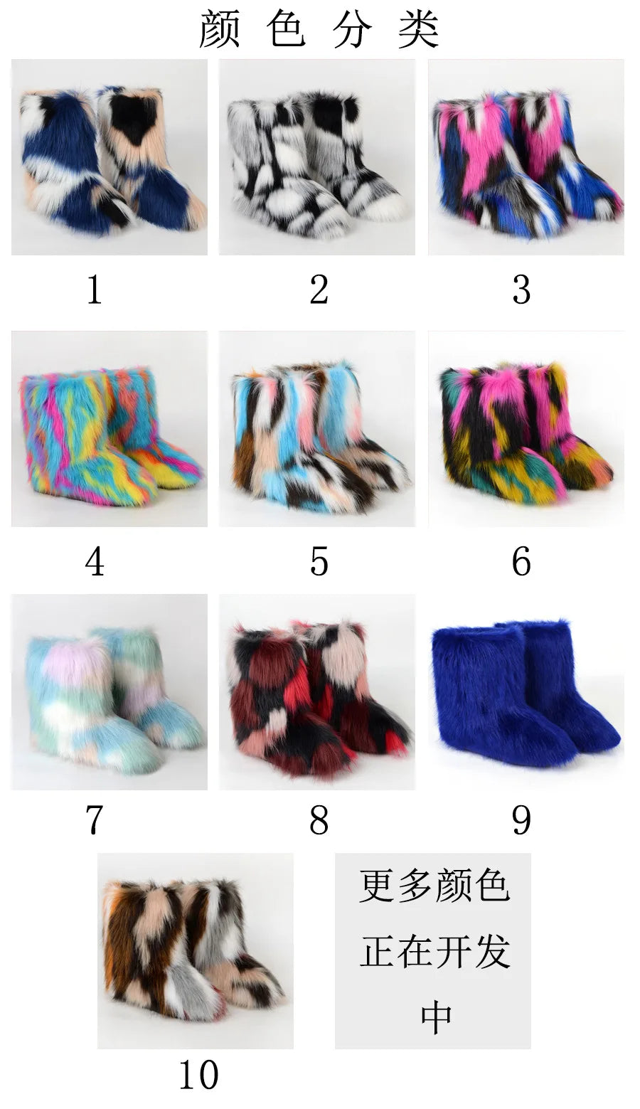 Women's Winter Snow Boots Outdoor Luxury Furry Faux Fox Fur Boots Woman Plush Warm Platform Shoes New Fashion Bottes Big Size 46 - ZOOMNSTORE