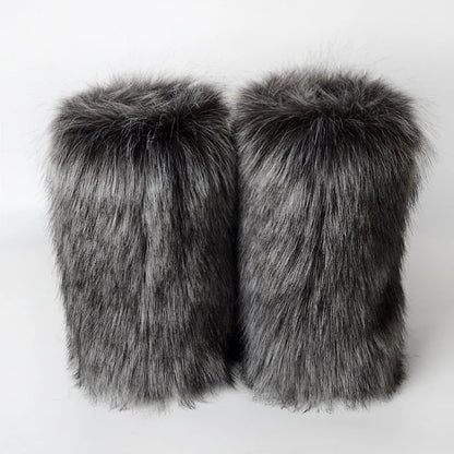 Women's Winter Snow Boots Outdoor Luxury Furry Faux Fox Fur Boots Woman Plush Warm Platform Shoes New Fashion Bottes Big Size 46 - ZOOMNSTORE