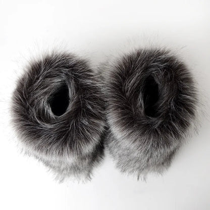 Women's Winter Snow Boots Outdoor Luxury Furry Faux Fox Fur Boots Woman Plush Warm Platform Shoes New Fashion Bottes Big Size 46 - ZOOMNSTORE