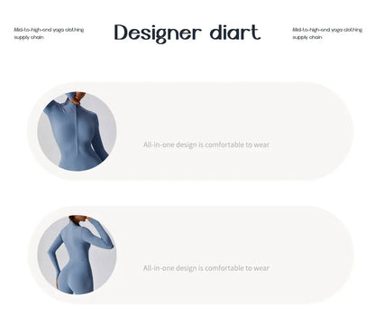 Women's Yoga Boilersuit - Long Sleeve Jumpsuit | Skin-Tight Sportswear, Breathable Fitness Suit - ZOOMNSTORE