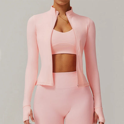 Womens Zip Yoga Jacket - Slim Fit Long Sleeve Activewear Top - ZOOMNSTORE