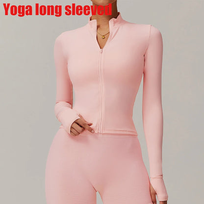Womens Zip Yoga Jacket - Slim Fit Long Sleeve Activewear Top - ZOOMNSTORE