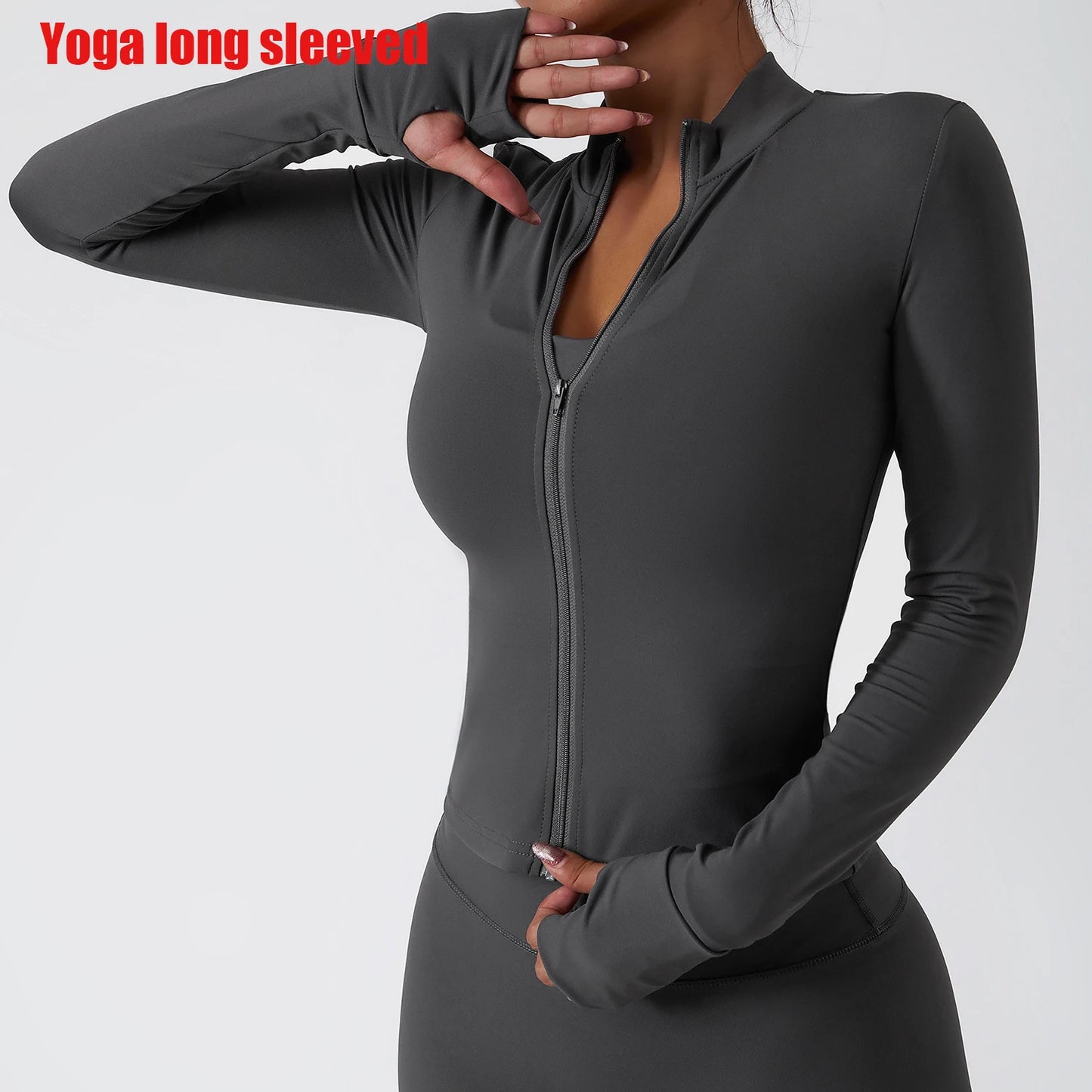 Womens Zip Yoga Jacket - Slim Fit Long Sleeve Activewear Top - ZOOMNSTORE