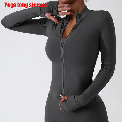 Womens Zip Yoga Jacket - Slim Fit Long Sleeve Activewear Top - ZOOMNSTORE