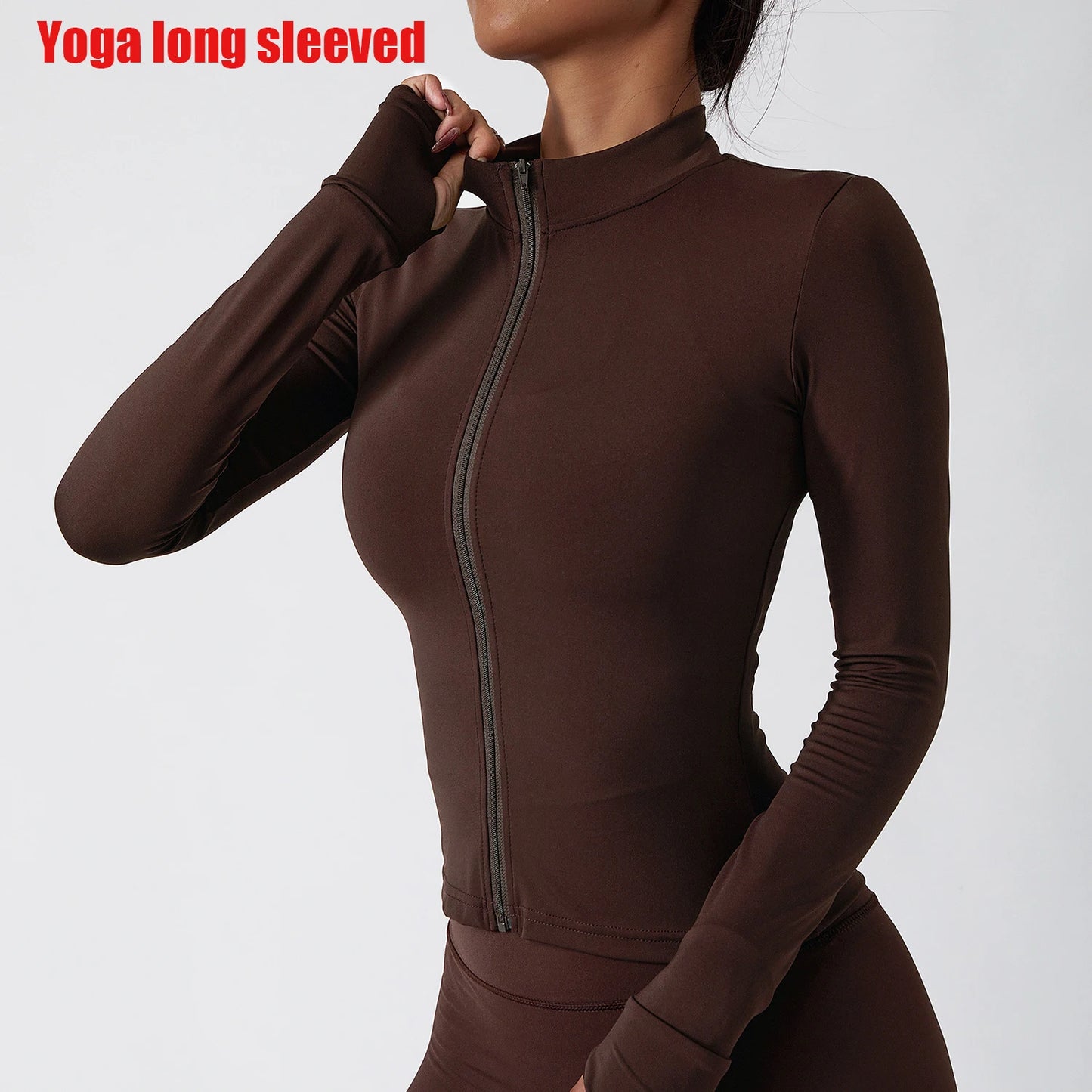 Womens Zip Yoga Jacket - Slim Fit Long Sleeve Activewear Top - ZOOMNSTORE