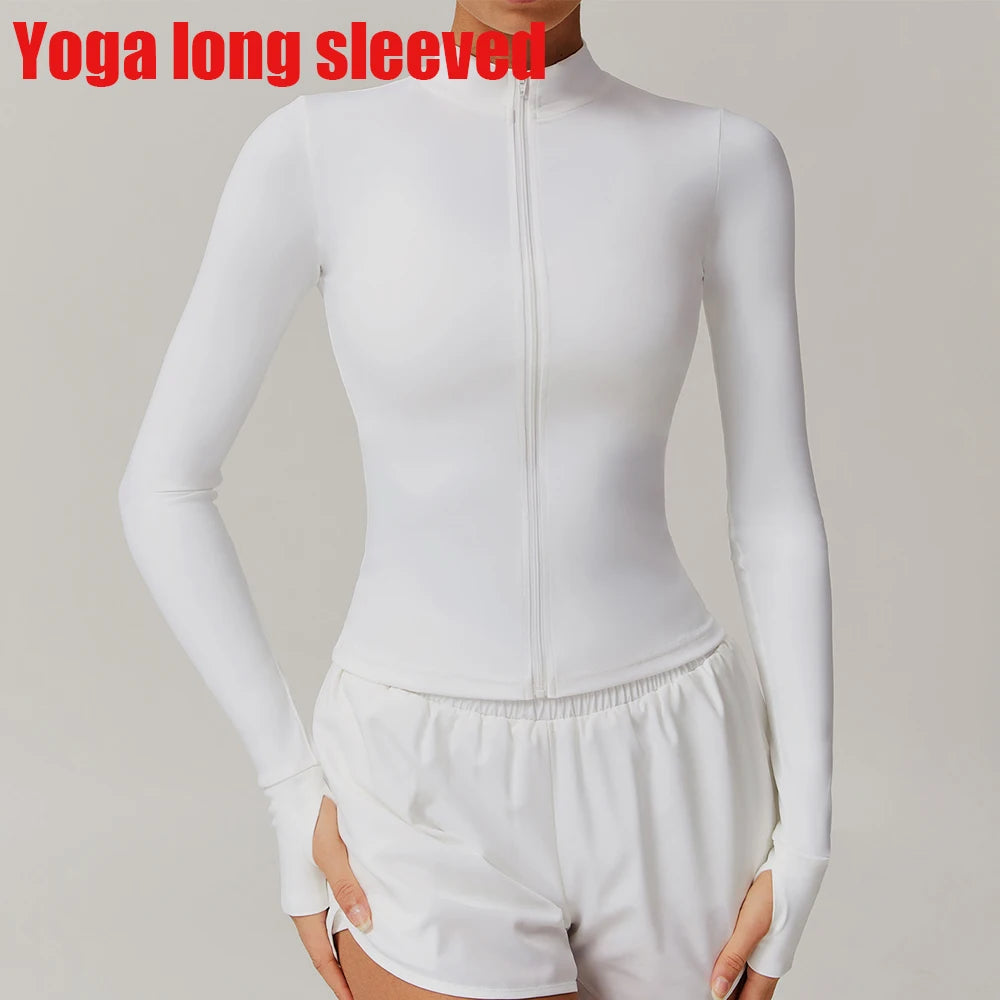 Womens Zip Yoga Jacket - Slim Fit Long Sleeve Activewear Top - ZOOMNSTORE