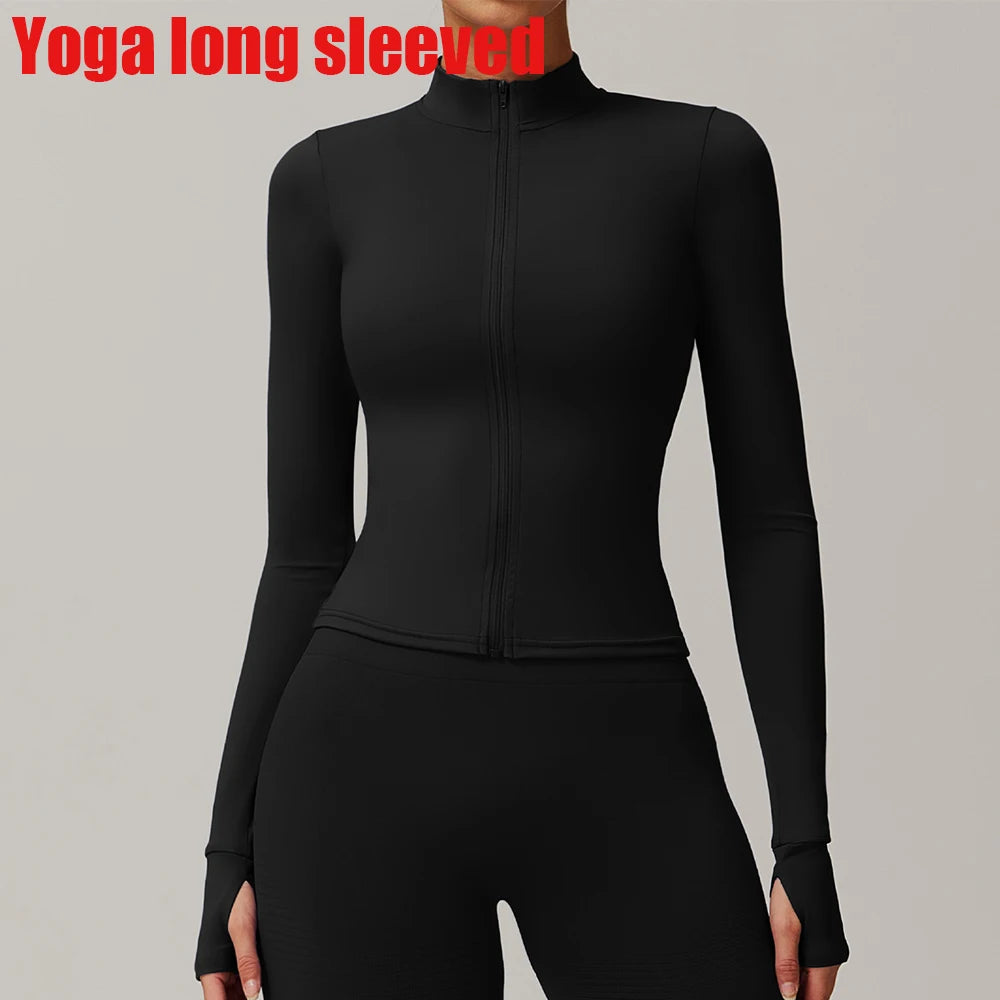 Womens Zip Yoga Jacket - Slim Fit Long Sleeve Activewear Top - ZOOMNSTORE