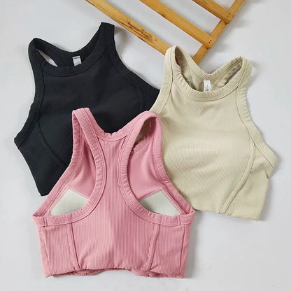 Women's Yoga Sports Bra – Cross-Back Seamless Support Bra | Breathable Fitness Running Top - ZOOMNSTORE