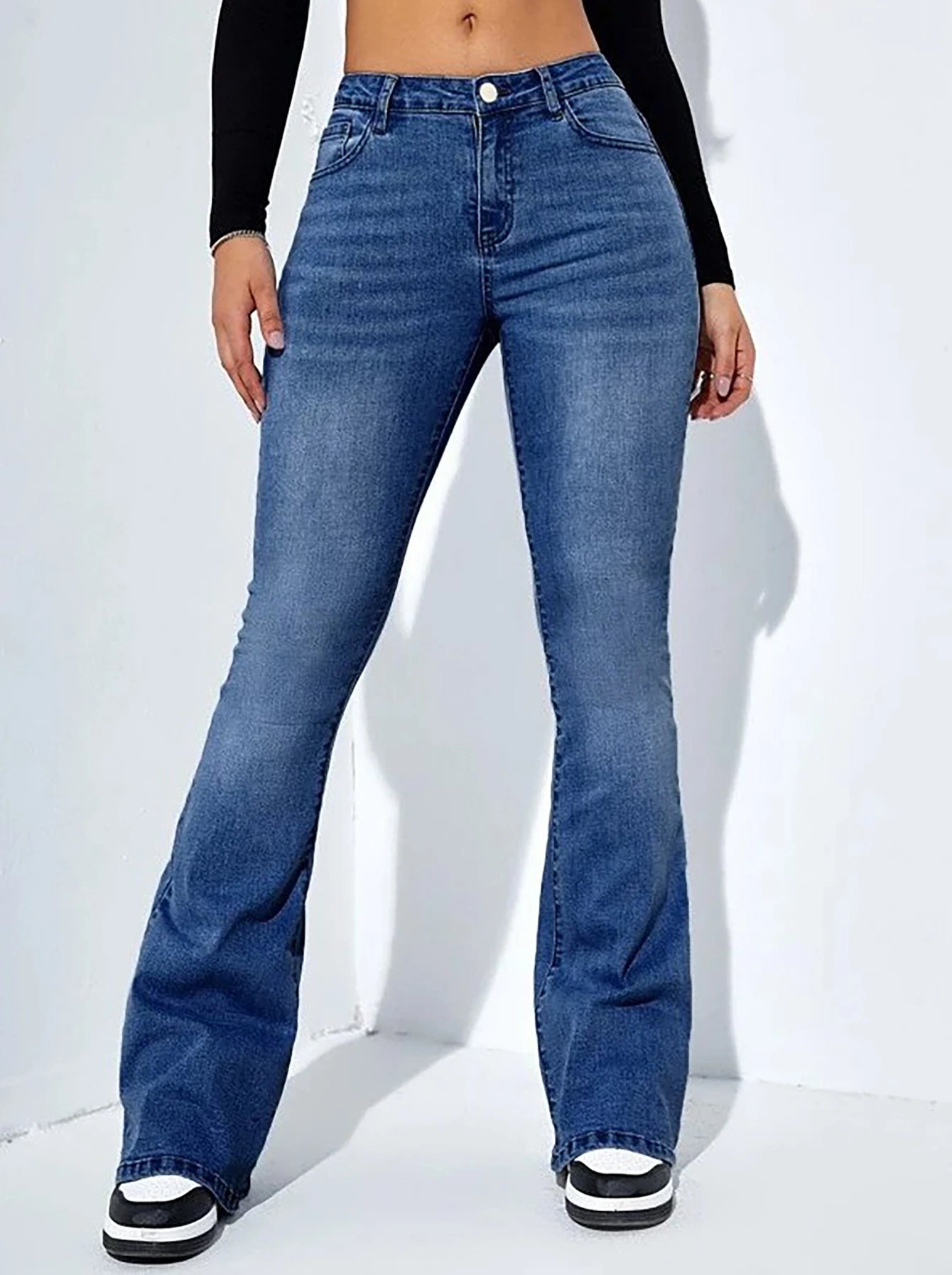 Women's jeans high waist stretch comfortable flared pants Denim pants - ZOOMNSTORE