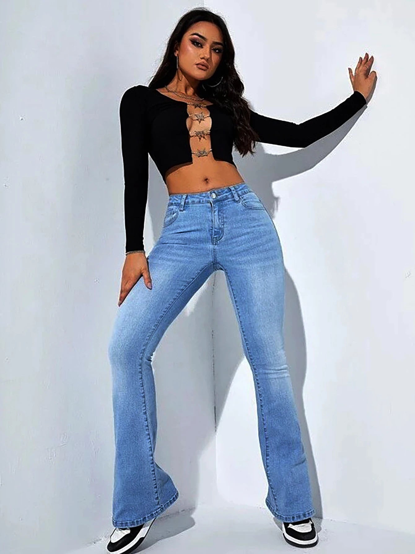 Women's jeans high waist stretch comfortable flared pants Denim pants - ZOOMNSTORE