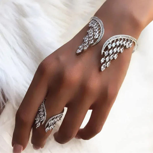 Womens Angel Wings Rings Set - Elegant Alloy Wedding Engagement Rings - ZOOMNSTORE