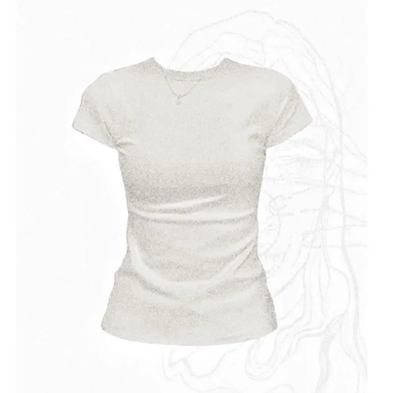 Womens Basic O-neck Cotton T-shirt - Short Sleeve Casual Tee in Black  White - ZOOMNSTORE