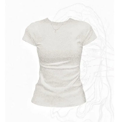Womens Basic O-neck Cotton T-shirt - Short Sleeve Casual Tee in Black  White - ZOOMNSTORE