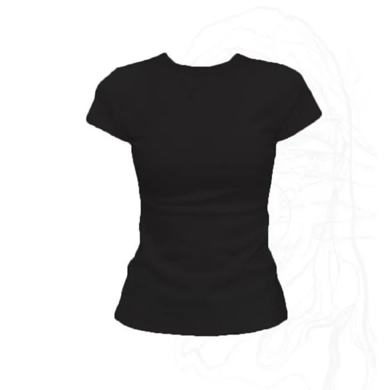 Womens Basic O-neck Cotton T-shirt - Short Sleeve Casual Tee in Black  White - ZOOMNSTORE