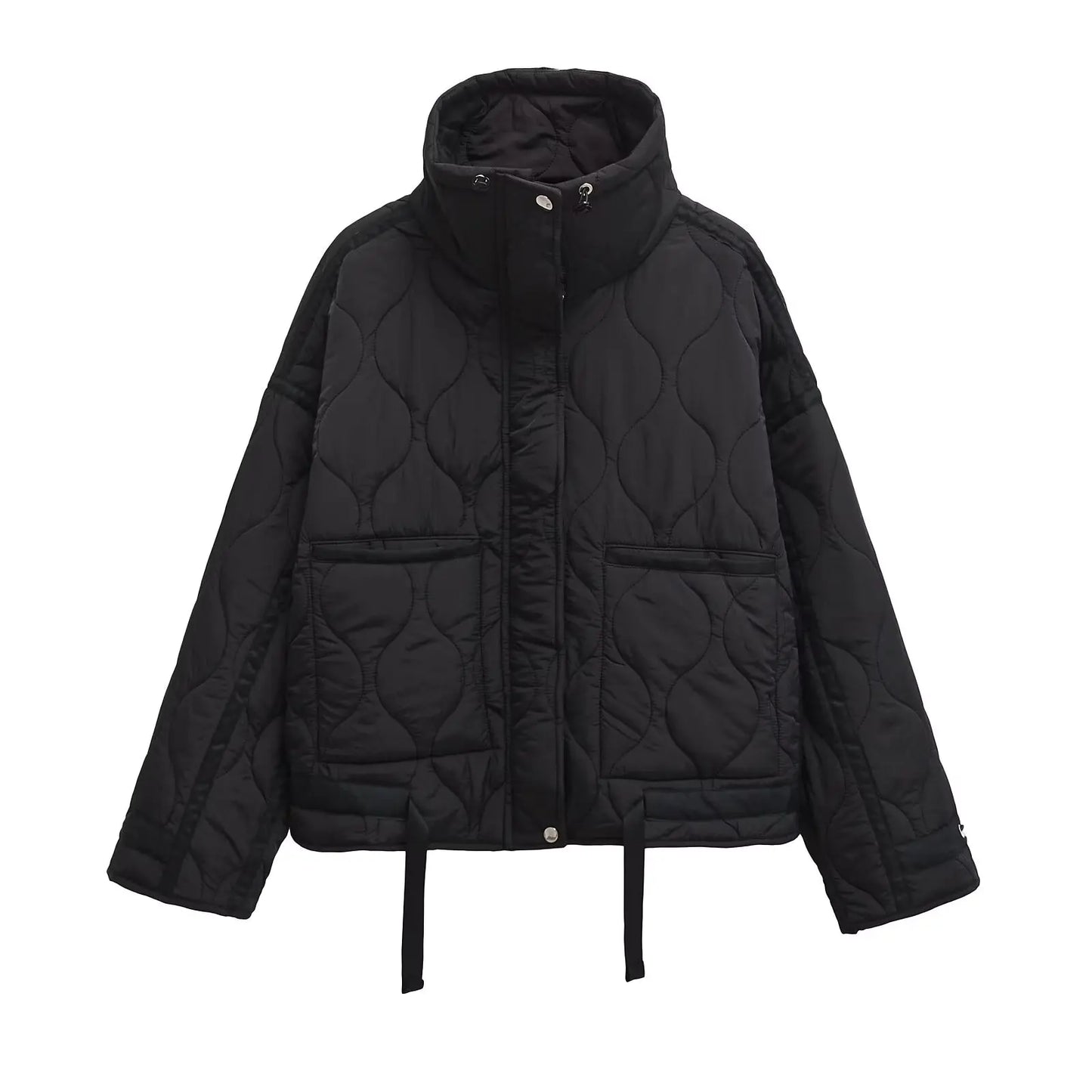 Womens Cotton Jacket - European American Style Winter Zipper Stand Collar Loose Fit - ZOOMNSTORE
