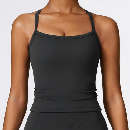 Womens Cross Back Yoga Sports Bra - Breathable Shockproof Fitness Top - ZOOMNSTORE