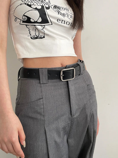 Womens Decorative Wide Belt - Versatile Black Jeans Belt for Summer 2024 - ZOOMNSTORE