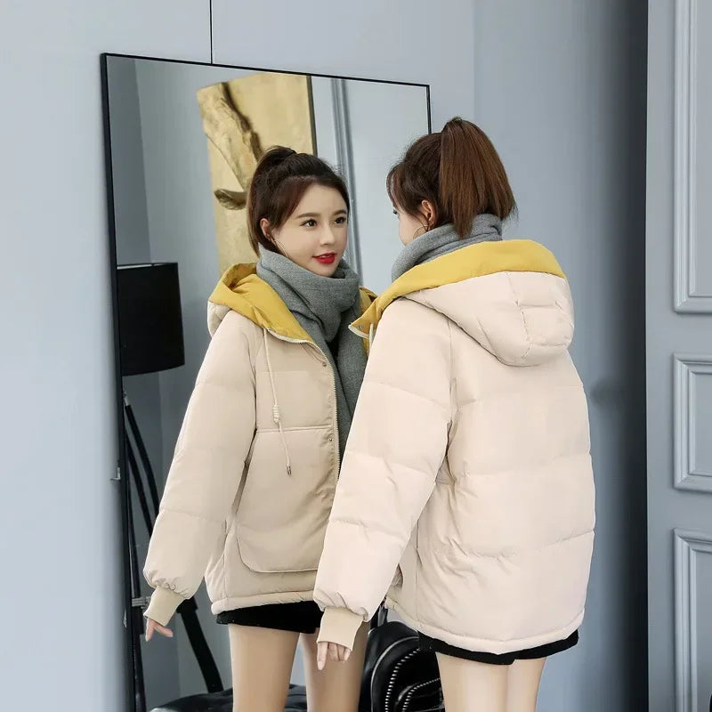 Womens Hooded Winter Jacket - Cotton Padded Warm Coat - ZOOMNSTORE