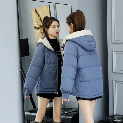 Womens Hooded Winter Jacket - Cotton Padded Warm Coat - ZOOMNSTORE