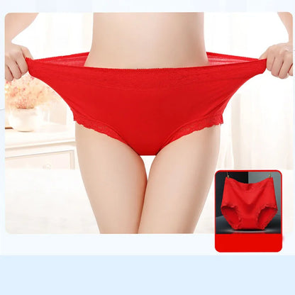 Womens Lace Cotton High Waist Briefs - Plus Size Panties 3-Pack - ZOOMNSTORE