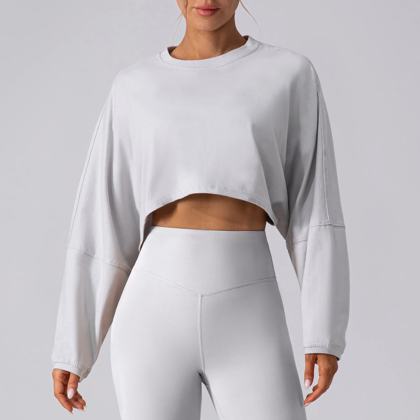 Womens Long Sleeve Yoga Crop Top - Fitness Gym Shirt for Running and Workout - ZOOMNSTORE